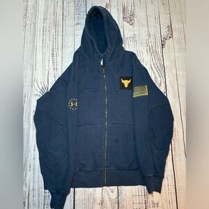 Under Armour Project Rock Full Zip Hoodie Mens Large Freedom USA Flag Veteran